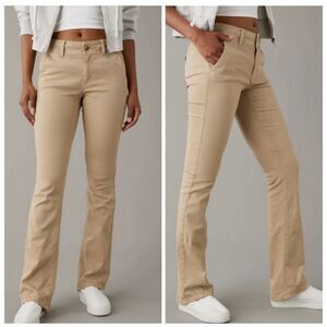 American Eagle Kick Boot Flare Chino Pants Size 10 Tan Khaki